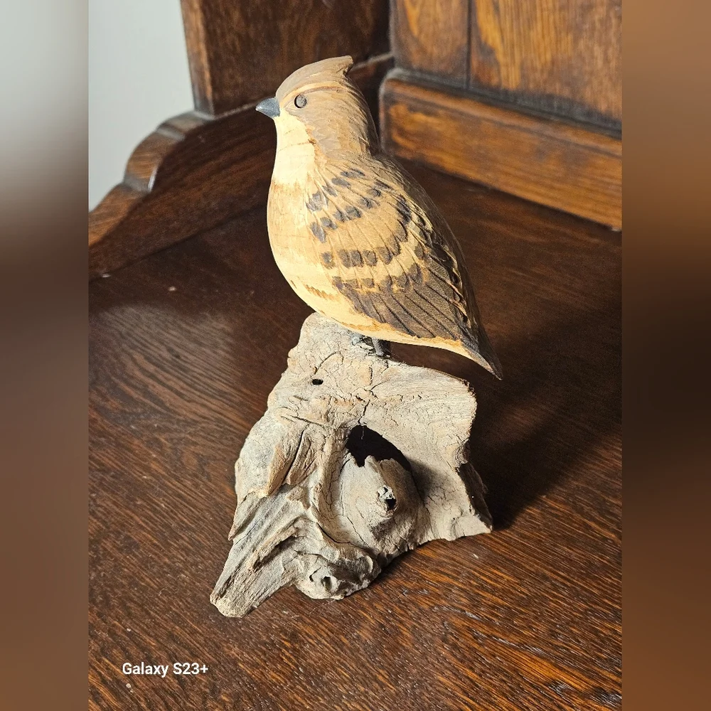 Handcrafted Drift Wood Bird Figurine - Brown